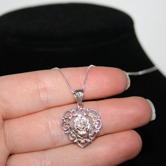 Sterling Silver Jewelry - Beautiful sterling silver filigree heart necklace